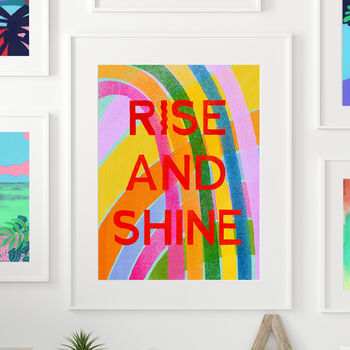 Rise And Shine Rainbow Typography Riso Style Print, 2 of 3