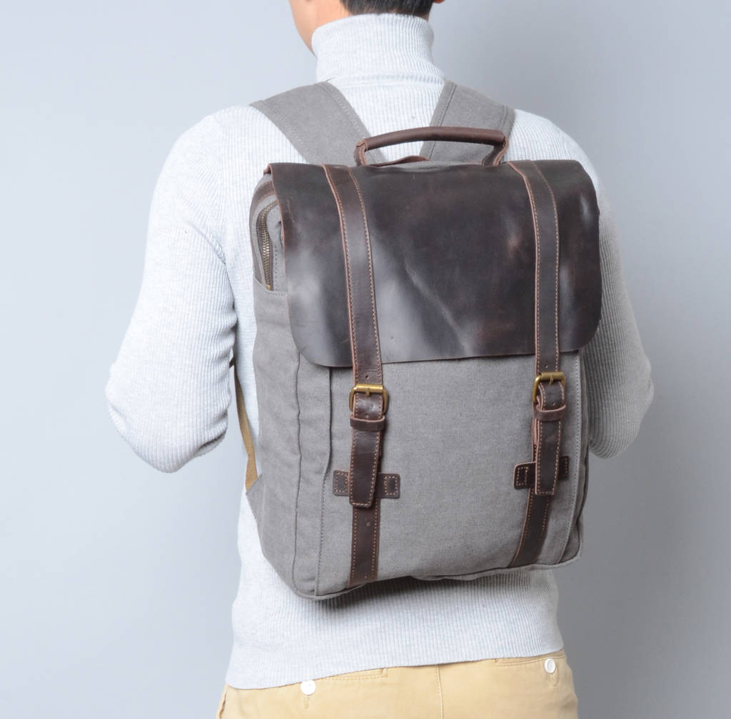 personalised canvas and leather backpack by eazo | notonthehighstreet.com