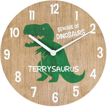 Personalised Round Dinosaur Children's Clock, 2 of 4