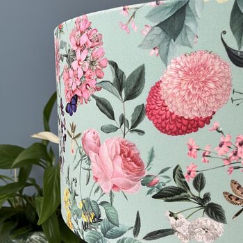 Pale Green Bold Floral Velvet Lampshades, 2 of 9