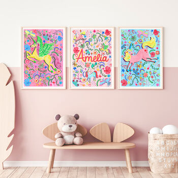 Light Pink Unicorn Name Print Set, 3 of 12