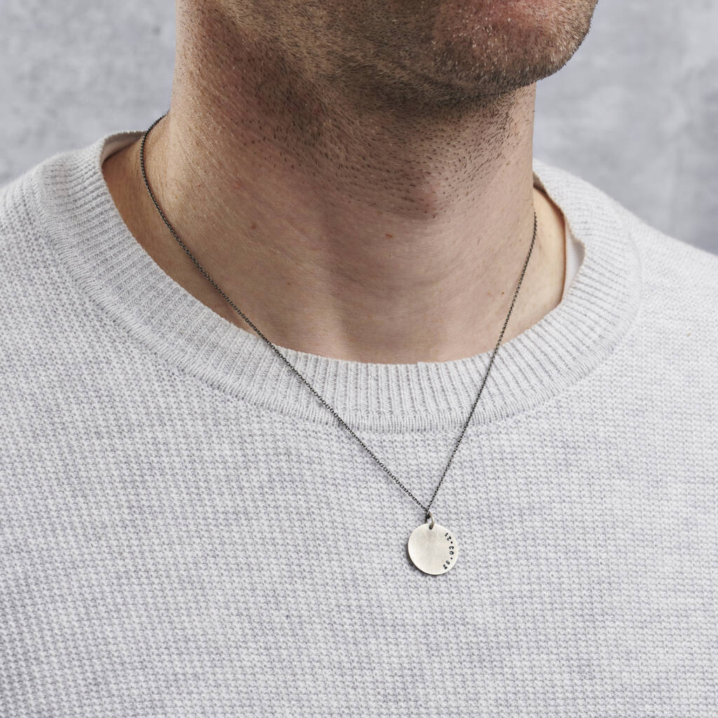 Men's Personalised Date Disc Necklace, 1 of 8