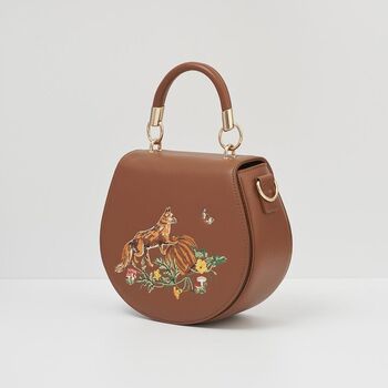 Fox And Pumpkin Embroidered Tan Saddle Bag, 4 of 6