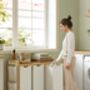 Multi Compartments Laundry Hamper Clothes Basket With Shelf, thumbnail 3 of 8