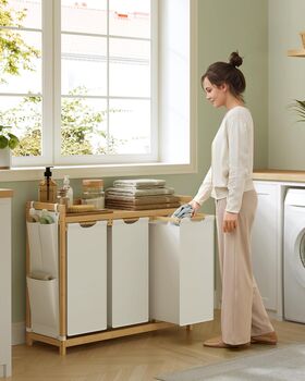 Multi Compartments Laundry Hamper Clothes Basket With Shelf, 3 of 8