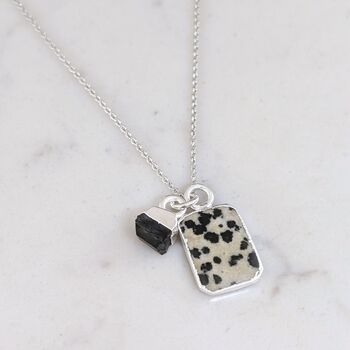 The Duo Dalmatian Jasper Necklace, Silver, 3 of 12