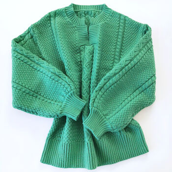 Bergen Cable Knit Jumper Green, 2 of 6