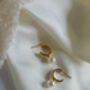 Gold Pearl Half Hoop Waterproof Stud Earrings 18k Gold Plated On Titanium Steel Half Hoop Earrings, thumbnail 2 of 6