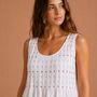 Women's White Cotton Nightdress Embroidered Sleeveless Pink Lizzie, thumbnail 1 of 5