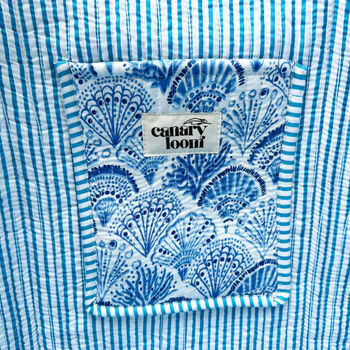 Blue Shell Quilted Beach Bag Shopper, 5 of 5