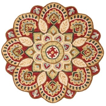 Floral Area Rug In Red / Taupe, 3 of 3