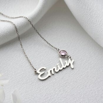 'Her Name' Personalised Birthstone Necklace, 4 of 12