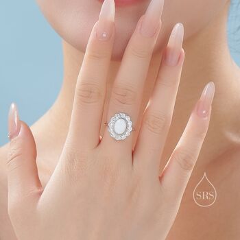 Sterling Silver Vintage Inspired Opal Cz Ring, 3 of 12