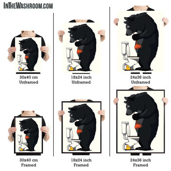 Black Bear Bathroom Poster, Toilet Humour Animal Print, 4 of 6
