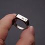 Engraved Silver Rectangle Signet Ring, thumbnail 1 of 12