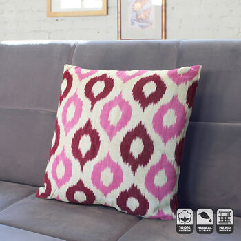 Pink Drops Hand Woven Ikat Cushion Covers, 6 of 7