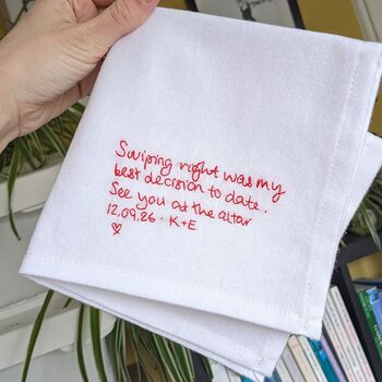 Personalised Wedding Gift Handkerchief With Handwritten Message, 2 of 7