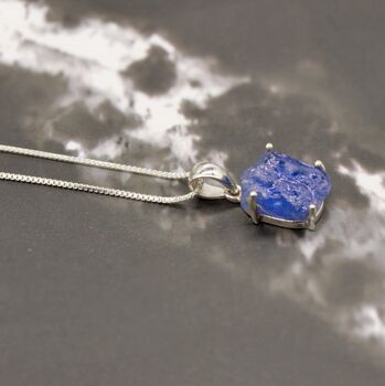 Raw Tanzanite Sterling Silver Pendant Necklace, 2 of 6