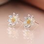 Sterling Silver And Yellow Gold Daisy Flower Stud Earrings, thumbnail 6 of 8