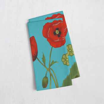 Illustrated Poppy Tea Towel, 2 of 2