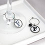 Two Monochrome Initial Wine Glass Charms, thumbnail 1 of 5