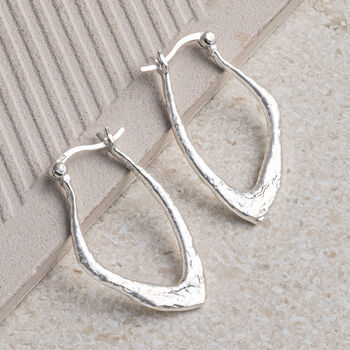 Sterling Silver Molten Hoops, 3 of 4