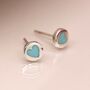 Sterling Silver Turquoise Heart Stud Earrings, thumbnail 3 of 5