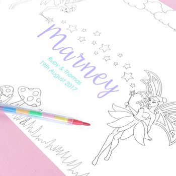 Personalised Fairy Wedding Colouring Placemat, 2 of 2