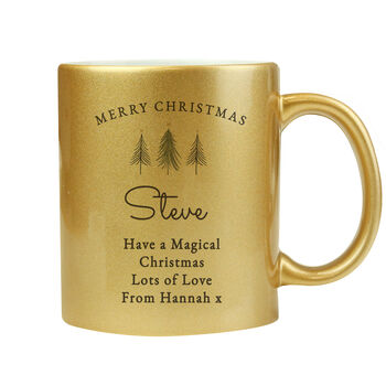 Personalised Christmas Tree Gold Glitter Mug, 5 of 5