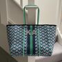 Personalised Geometric Aqua Stripe Tote Bag Set, thumbnail 2 of 3