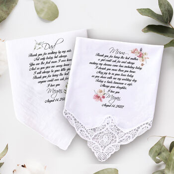 Wedding Gift For Parents, Handkerchief For Mum And Dad, 2 of 6