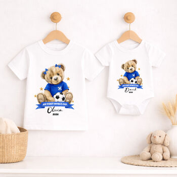 Personalised First World Cup Scotland Teddy Bear Outfit, 4 of 9