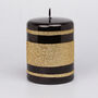 G Decor Black And Gold Striped Glitter Glass Candles, thumbnail 5 of 7
