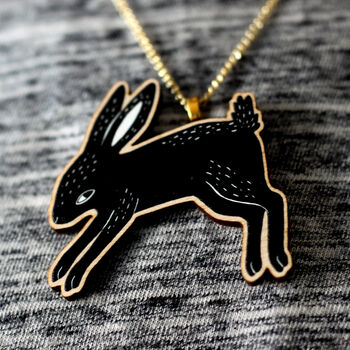 Black Rabbit Wooden Necklace, 5 of 8