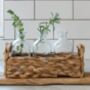Neutral Straw Basket With Three Glass Bottles Vases, thumbnail 5 of 5