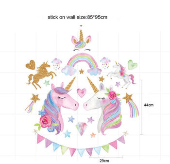 Unicorns Rainbows Bunting Removable Wall Stickers, 5 of 5