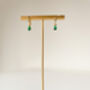 Gold And Green Teardrop Hinged Huggie Earrings, thumbnail 9 of 9