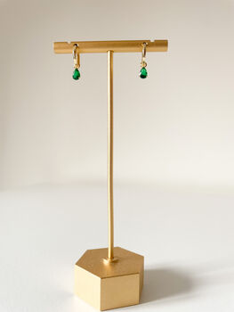 Gold And Green Teardrop Hinged Huggie Earrings, 9 of 9