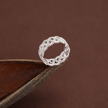 Sterling Silver Lace Filigree Band Ring, 7 of 12