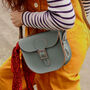 Small Leather Satchel Bag In Stormy Sea Grey, thumbnail 1 of 5