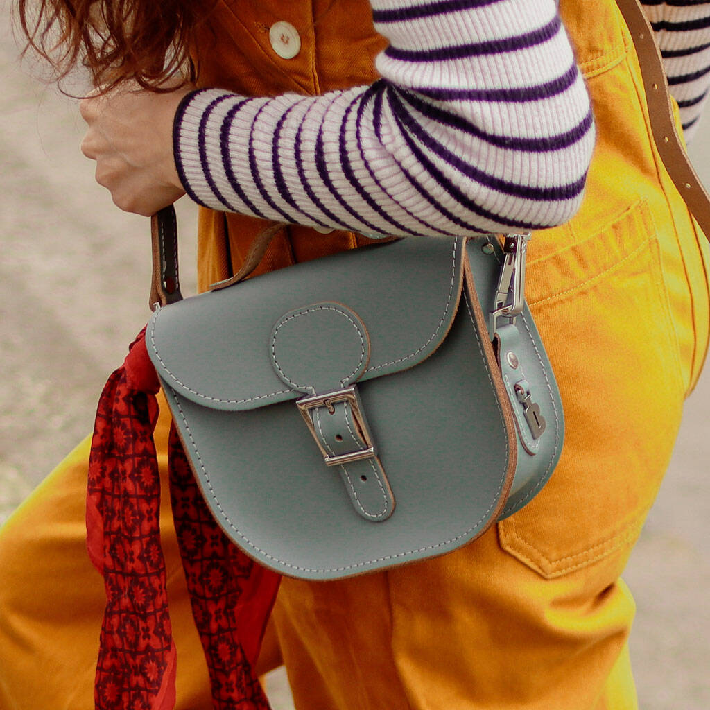 Small Leather Satchel Bag In Stormy Sea Grey, 1 of 5