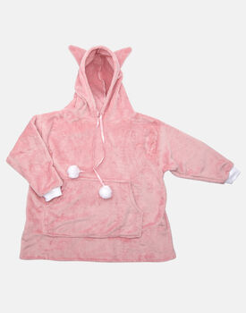 Girls Pink Bunny Loungwear Gift Box Snuggle Hoodie, 5 of 6