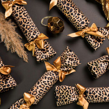 Six Leopard Print Reusable Crackers With Snaps, 5 of 7