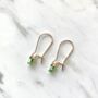 Gold Vermeil Plated Green Cubic Zirconia Drop Earrings, thumbnail 2 of 3