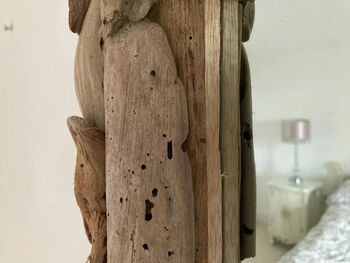 44cm Artisan Rectangular Driftwood Wooden Wall Mirror Handmade Gift, 4 of 5