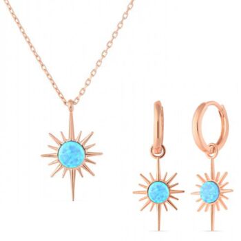 Blue Opal Northern Star Set In Sterling Silver, 7 of 10