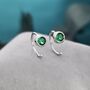 Emerald Green 4mm Cz Huggie Hoop Earrings, thumbnail 1 of 11