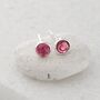 Sterling Silver October Birthstone Stud Earrings Pink Tourmaline, thumbnail 2 of 5
