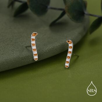 Sterling Silver Enamel Garden Eel Stud Earrings, 3 of 11