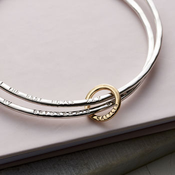 Personalised 9ct Gold And Silver Double Bangle, 2 of 6